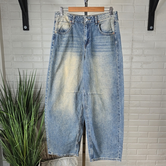 SONG Wide Leg High Rise Blue Muddy Wash Baggy Jeans Size 11 Or 30 - Picture 3 of 9
